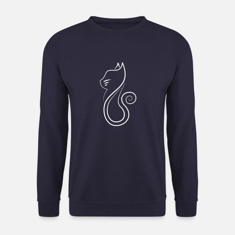 Minimal Cat White - Unisex Sweatshirt - navy
