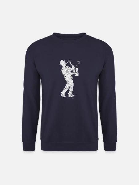 saxophone_player_made_of_notes_09201601 - Unisex Pullover - Navy