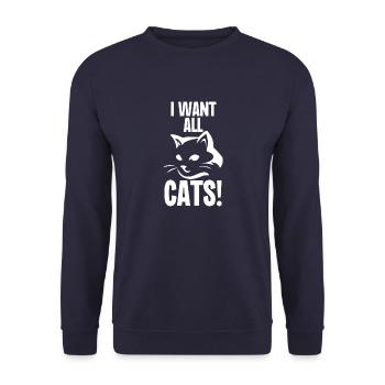 Je veux tous les chats - Sweat-shirt Unisexe - marine - Devant - Alina (178cm) & Michal (187cm)