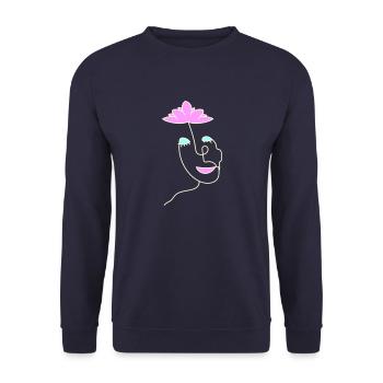 tête minimaliste avec fleur de lotus (b) - Sweat-shirt Unisexe - marine - Devant - Alina (178cm) & Michal (187cm)