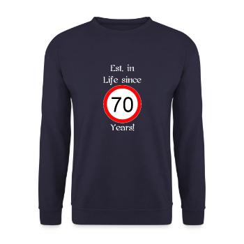 est i l 70 script white engl - Unisex Pullover - Navy - Vorne - Alina (178cm) & Michal (187cm)
