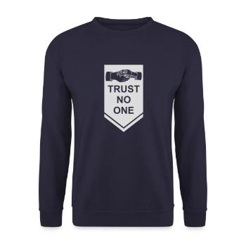 trust no one quote - Unisex Sweatshirt - navy - Front - Alina (178cm) & Michal (187cm)