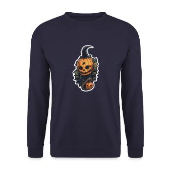 Helloween Pumpkin Monster - Unisex Sweatshirt - navy - Front - Alina (178cm) & Michal (187cm)