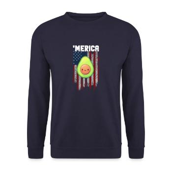 Avocado Fruchtig Vintage Vegane Sprüche - Unisex Pullover - Navy - Vorne - Alina (178cm) & Michal (187cm)
