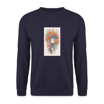 Floral Elegance: Captivating Faces in Bloom - Sweat-shirt Unisexe - marine - Devant - Alina (178cm) & Michal (187cm)