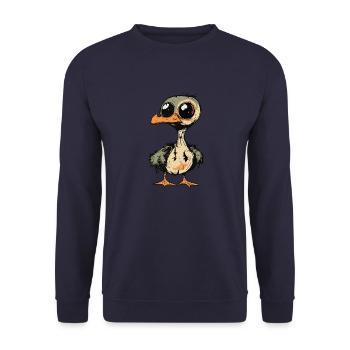 Gans Halloween Lustig Zombie - Unisex Pullover - Navy - Vorne - Alina (178cm) & Michal (187cm)