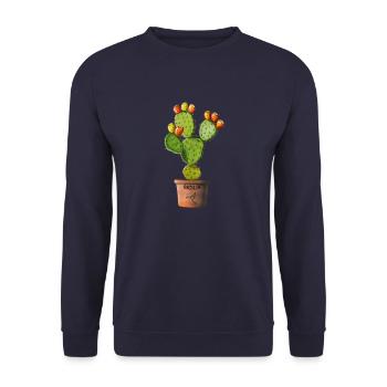 Sizilien Kaktusfeige in Töpfen - Unisex Pullover - Navy - Vorne - Alina (178cm) & Michal (187cm)