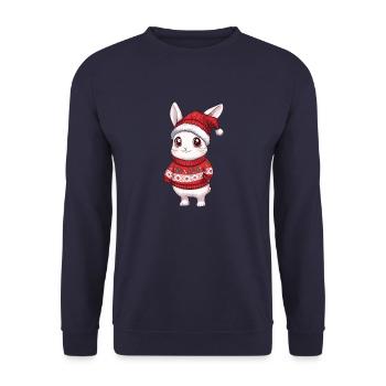 Hase Weihnachten Comic - Unisex Pullover - Navy - Vorne - Alina (178cm) & Michal (187cm)