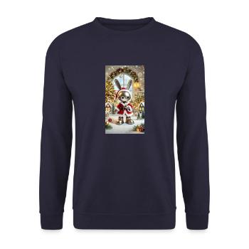 Weihnachtshase - Unisex Pullover - Navy - Vorne - Alina (178cm) & Michal (187cm)