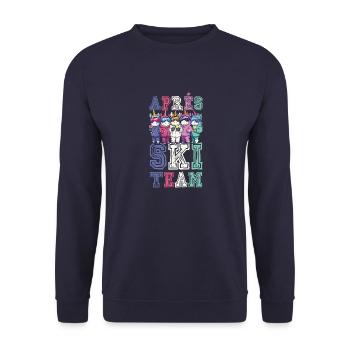 Après-ski Team Licorne Funny - Sweat-shirt Unisexe - marine - Devant - Alina (178cm) & Michal (187cm)