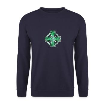 Keltisches Kreuz - Unisex Pullover - Navy - Vorne - Alina (178cm) & Michal (187cm)
