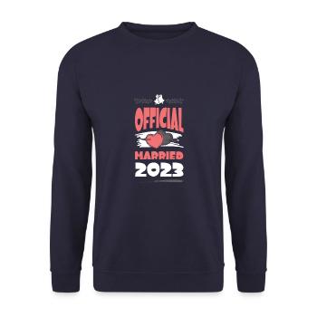 Hochzeit 2023 Herz Married - Unisex Pullover - Navy - Vorne - Alina (178cm) & Michal (187cm)