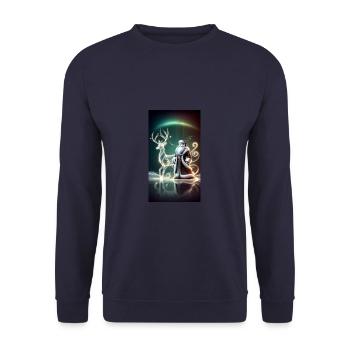 Reindeer with Santa Futuristic - Unisex Sweatshirt - navy - Front - Alina (178cm) & Michal (187cm)