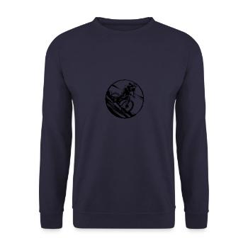 Mountain Bike Bicycle Silhouette - Unisex Sweatshirt - navy - Front - Alina (178cm) & Michal (187cm)