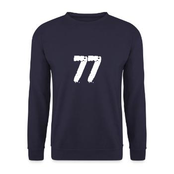 77 Zahl Vintage - Unisex Pullover - Navy - Vorne - Alina (178cm) & Michal (187cm)