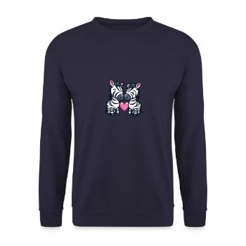 Zebra Paar Liebe Valentinstag - Unisex Pullover - Navy - Vorne - Alina (178cm) & Michal (187cm)