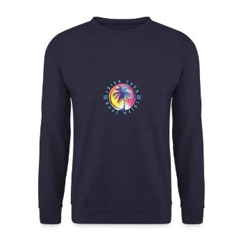 Ibiza Tour Palm Trees Colorful - Unisex Sweatshirt - navy - Front - Alina (178cm) & Michal (187cm)
