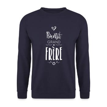 BIENTÔT GRAND FRÈRE - Sweat-shirt Unisexe - marine - Devant - Alina (178cm) & Michal (187cm)