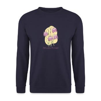 Dessin botanique en damier cube - Sweat-shirt Unisexe - marine - Devant - Alina (178cm) & Michal (187cm)