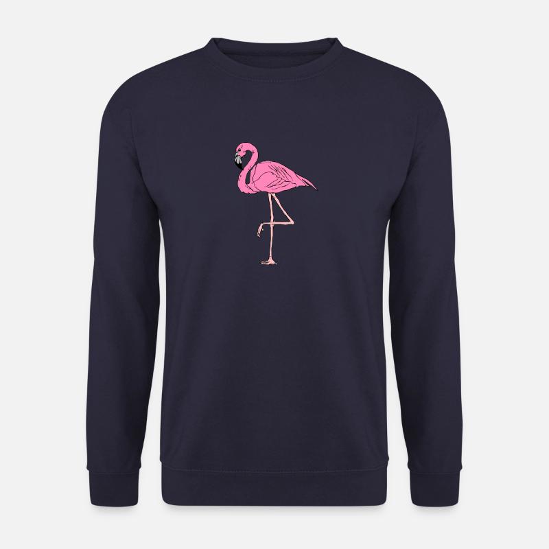 flamant rose debout sur une jambe, style - Sweat-shirt Unisexe - marine