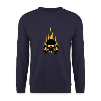skull_flames - Unisex Pullover - Navy - Vorne - Alina (178cm) & Michal (187cm)
