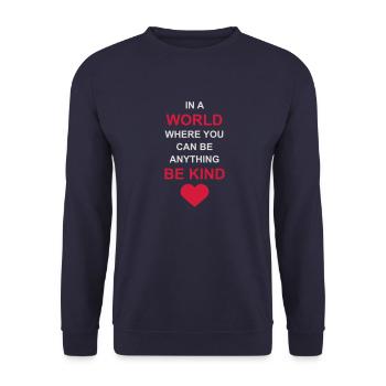 you can be kind - Unisex Pullover - Navy - Vorne - Alina (178cm) & Michal (187cm)