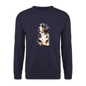 Watercolor Bernese Mountain Dog - Unisex Pullover - Navy - Vorne - Alina (178cm) & Michal (187cm)