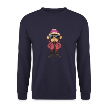 Singe Hiver - Sweat-shirt Unisexe - marine - Devant - Alina (178cm) & Michal (187cm)