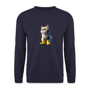 Katze - Unisex Pullover - Navy - Vorne - Alina (178cm) & Michal (187cm)