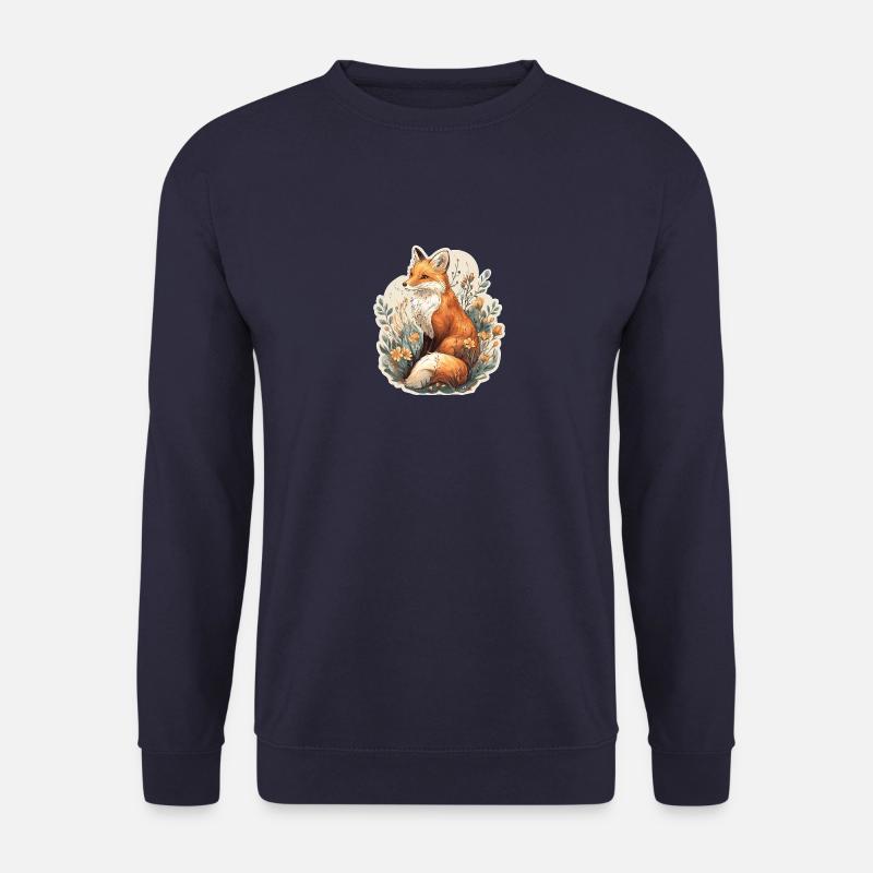 Fuchs mit Blumen - Unisex Pullover - Navy