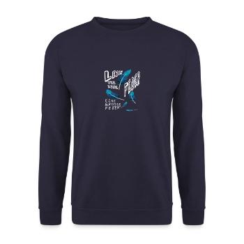 feder leicht weiss - Unisex Pullover - Navy - Vorne - Alina (178cm) & Michal (187cm)
