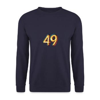 49 Zahl Comic - Unisex Pullover - Navy - Vorne - Alina (178cm) & Michal (187cm)