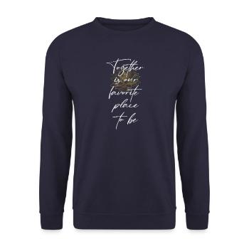 Happy Place Together - Liebe - Unisex Pullover - Navy - Vorne - Alina (178cm) & Michal (187cm)