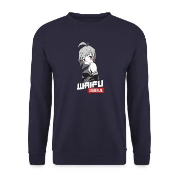 Waifu Material - Anime Manga Wife - Unisex Pullover - Navy - Vorne - Alina (178cm) & Michal (187cm)