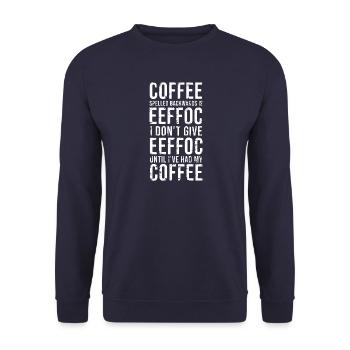 IDGAF bis zu meinem Kaffee - Unisex Pullover - Navy - Vorne - Alina (178cm) & Michal (187cm)