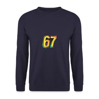 67 Zahl Comic - Unisex Pullover - Navy - Vorne - Alina (178cm) & Michal (187cm)