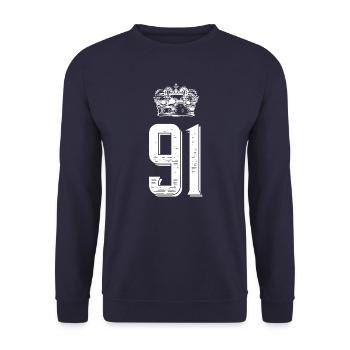 91 Number crown - Unisex Sweatshirt - navy - Front - Alina (178cm) & Michal (187cm)