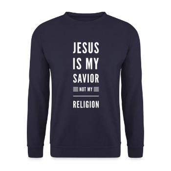 Jesus Is My Savior Not My Religion - Unisex Sweatshirt - navy - Front - Alina (178cm) & Michal (187cm)