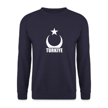 Türkei Flagge - Unisex Pullover - Navy - Vorne - Alina (178cm) & Michal (187cm)