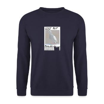 lost pet please call me - Unisex Pullover - Navy - Vorne - Alina (178cm) & Michal (187cm)