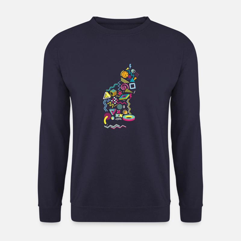 Memphis Style 80s Cat - Unisex Sweatshirt - navy