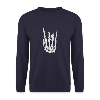 skull_hand_02 - Unisex Pullover - Navy - Vorne - Alina (178cm) & Michal (187cm)