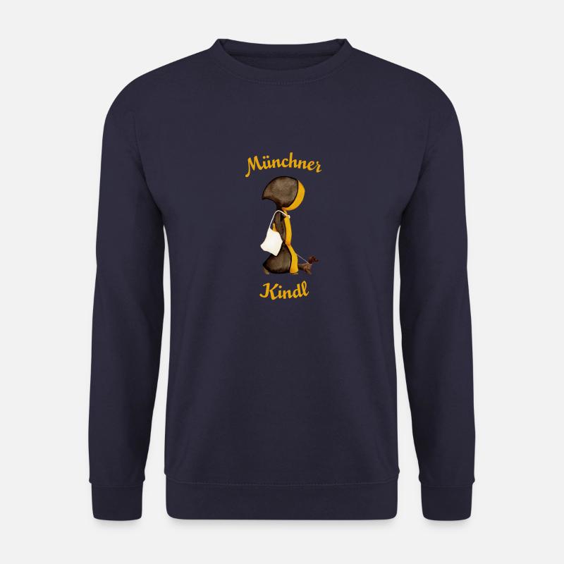 Münchner Kindl mit Dackel und Jutebeutel - Unisex Pullover - Navy