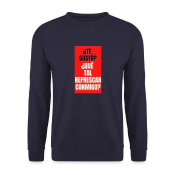 TE GUSTO?,QUE TAL REFRESCAR CONMIGO? - Sweat-shirt Unisexe - marine - Devant - Alina (178cm) & Michal (187cm)
