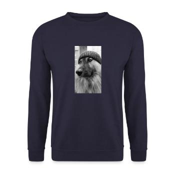 Eurasier schwarz weiß - Unisex Pullover - Navy - Vorne - Alina (178cm) & Michal (187cm)
