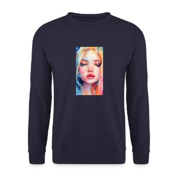 izup2u freaky trippy adorable girl - Unisex Sweatshirt - navy - Front - Alina (178cm) & Michal (187cm)