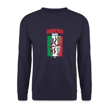 Italien Sardinien Insel Sardegna Urlaub Meer - Unisex Pullover - Navy - Vorne - Alina (178cm) & Michal (187cm)