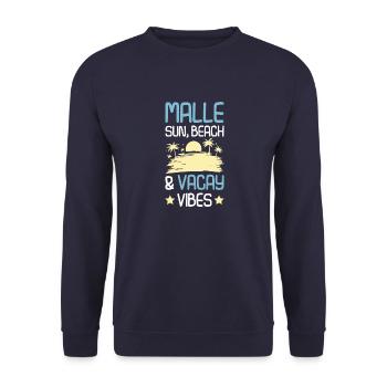 Malle Sommer Spruch - Unisex Pullover - Navy - Vorne - Alina (178cm) & Michal (187cm)