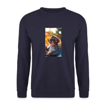 Monkey Beach Vibes - Unisex Pullover - Navy - Vorne - Alina (178cm) & Michal (187cm)