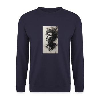 Kohlezeichnung der Emotion - Unisex Pullover - Navy - Vorne - Alina (178cm) & Michal (187cm)